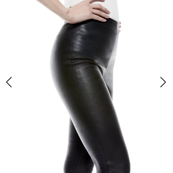 Alice + Olivia BLACK MADDOX SIDE ZIP LEATHER LEGGING NWT - Picture 3 of 7